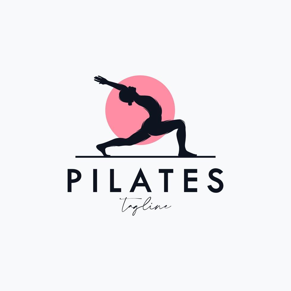 entrenador pilates mujer silueta vector creativo diseño de logotipo