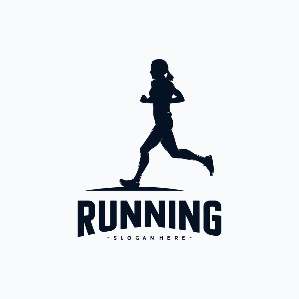 Running silhouette logo design vector