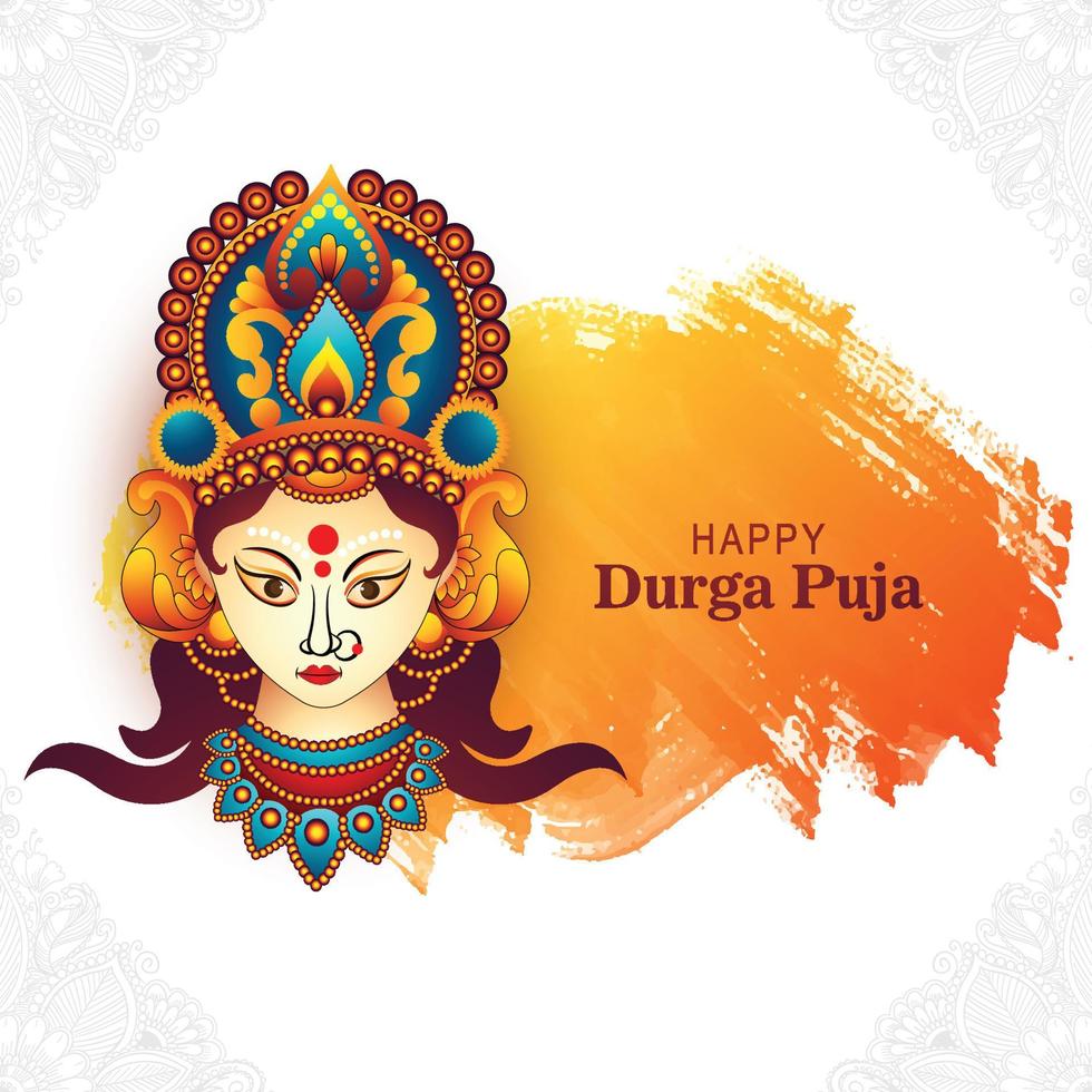 Happy durga puja and navratri celebration card background vector