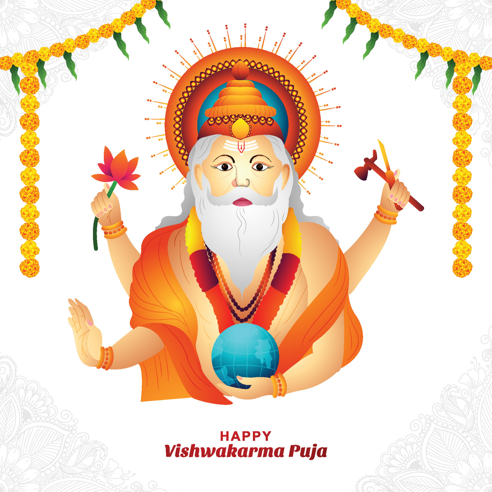 Happy vishwakarma puja illustration celebration card background