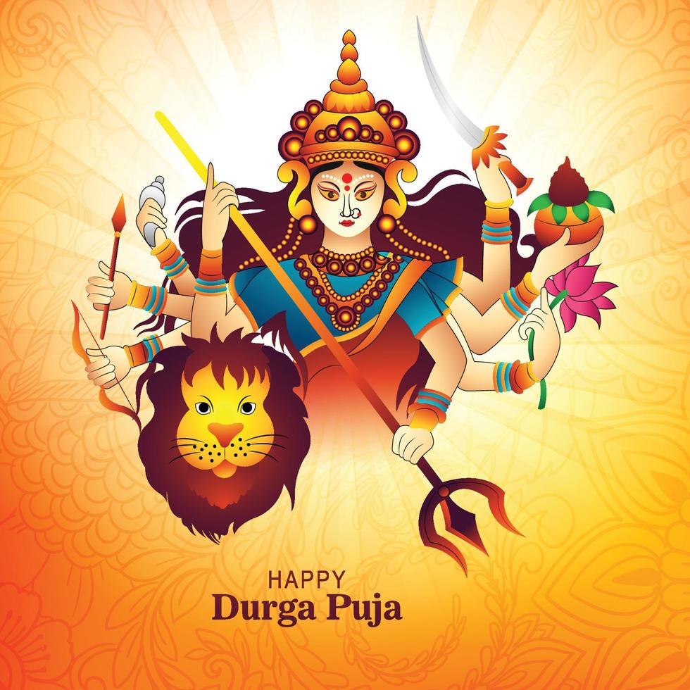 ilustración de la cara de la diosa durga en el fondo feliz durga puja subh navratri vector