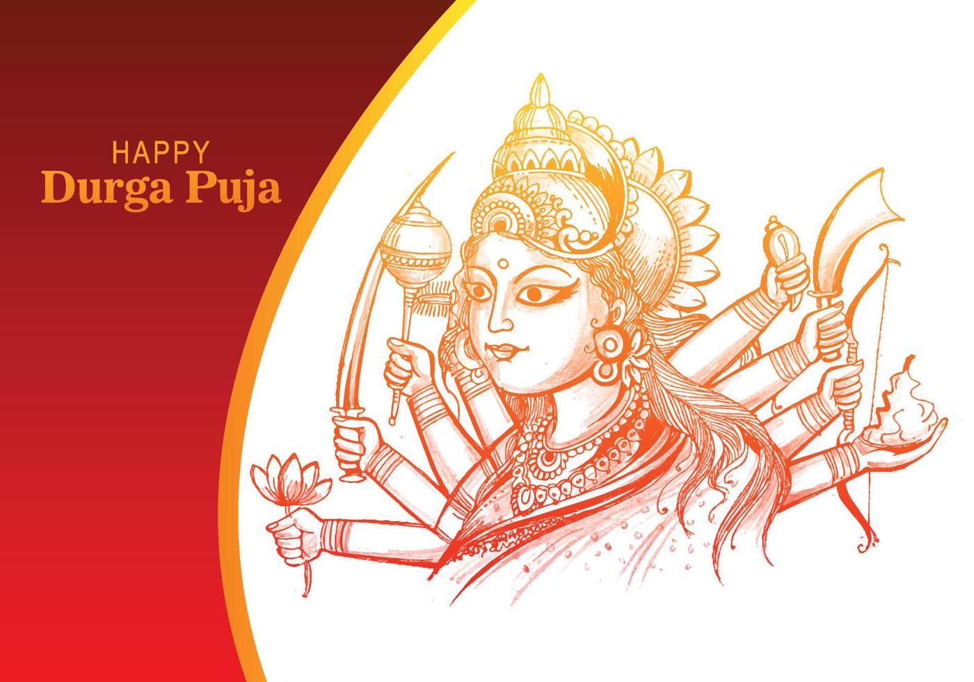 hermoso rostro de la diosa durga puja para el fondo del festival shubh navratri vector