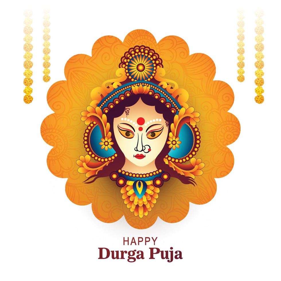Happy durga puja and navratri celebration holiday card background vector