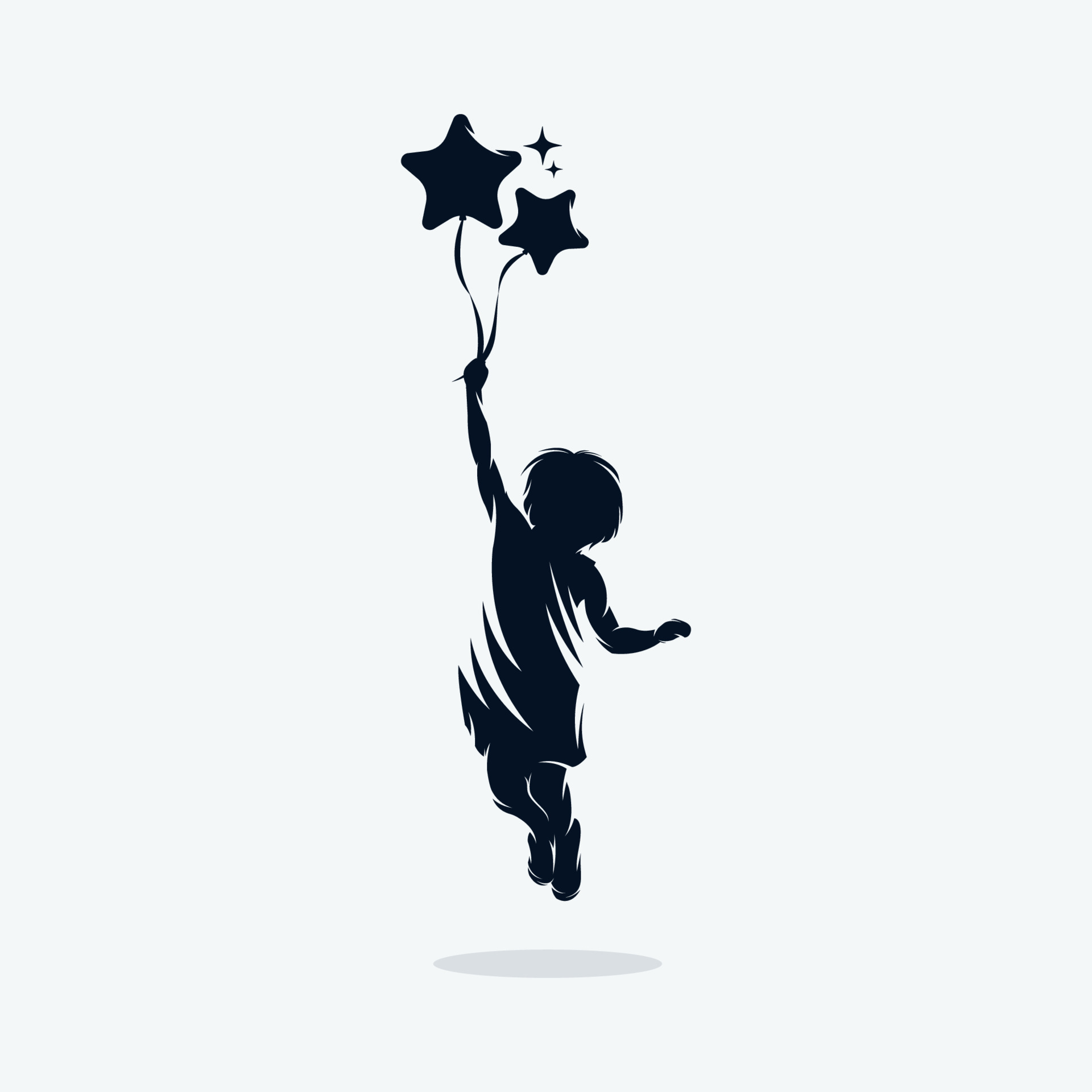 A child is flying holding balloons logo 11156015 Vector Art at ...