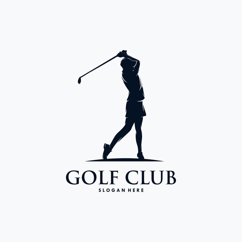 Golf player Logo design vector template.