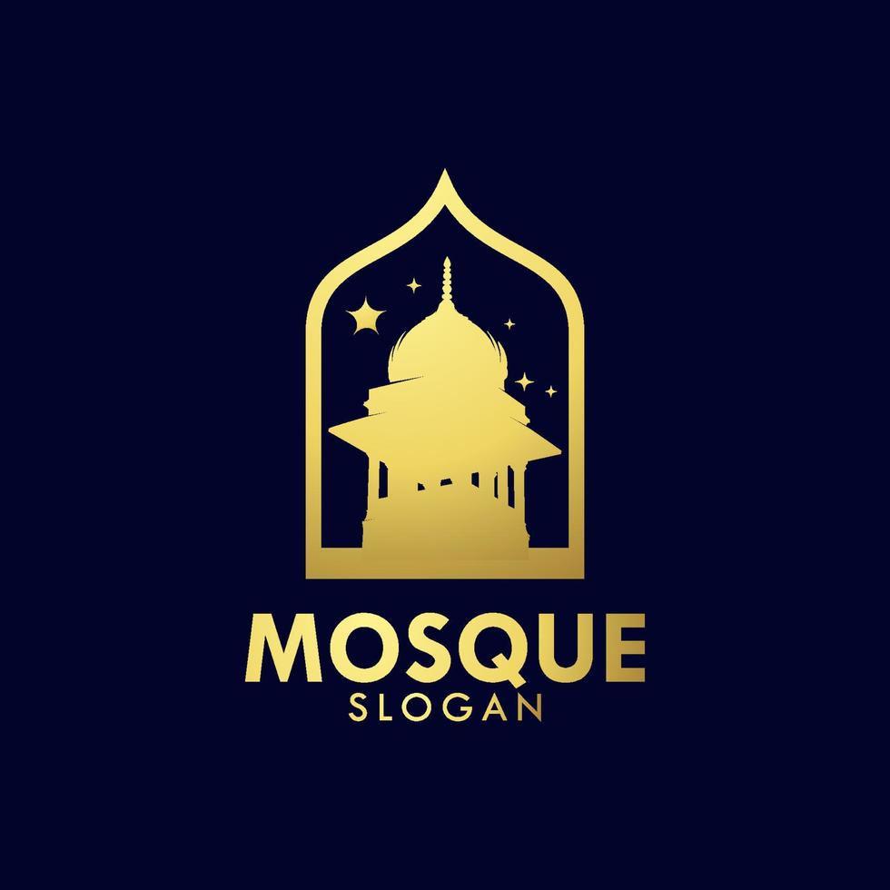 vector de logotipo de arte de arquitectura de mezquita de oro