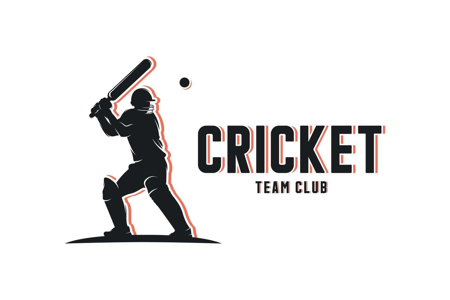 vector de diseño de logotipo de silueta de jugador de críquet