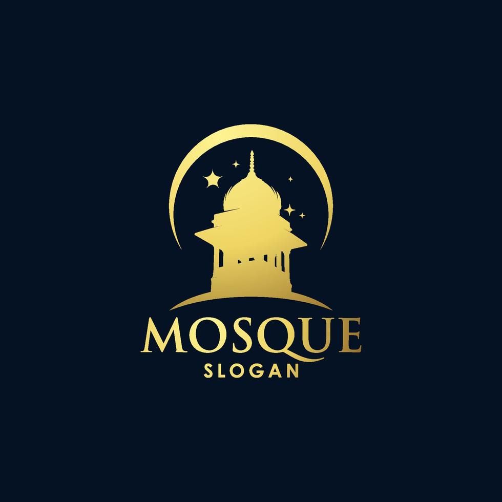 Gold mosque architecture art logo vector