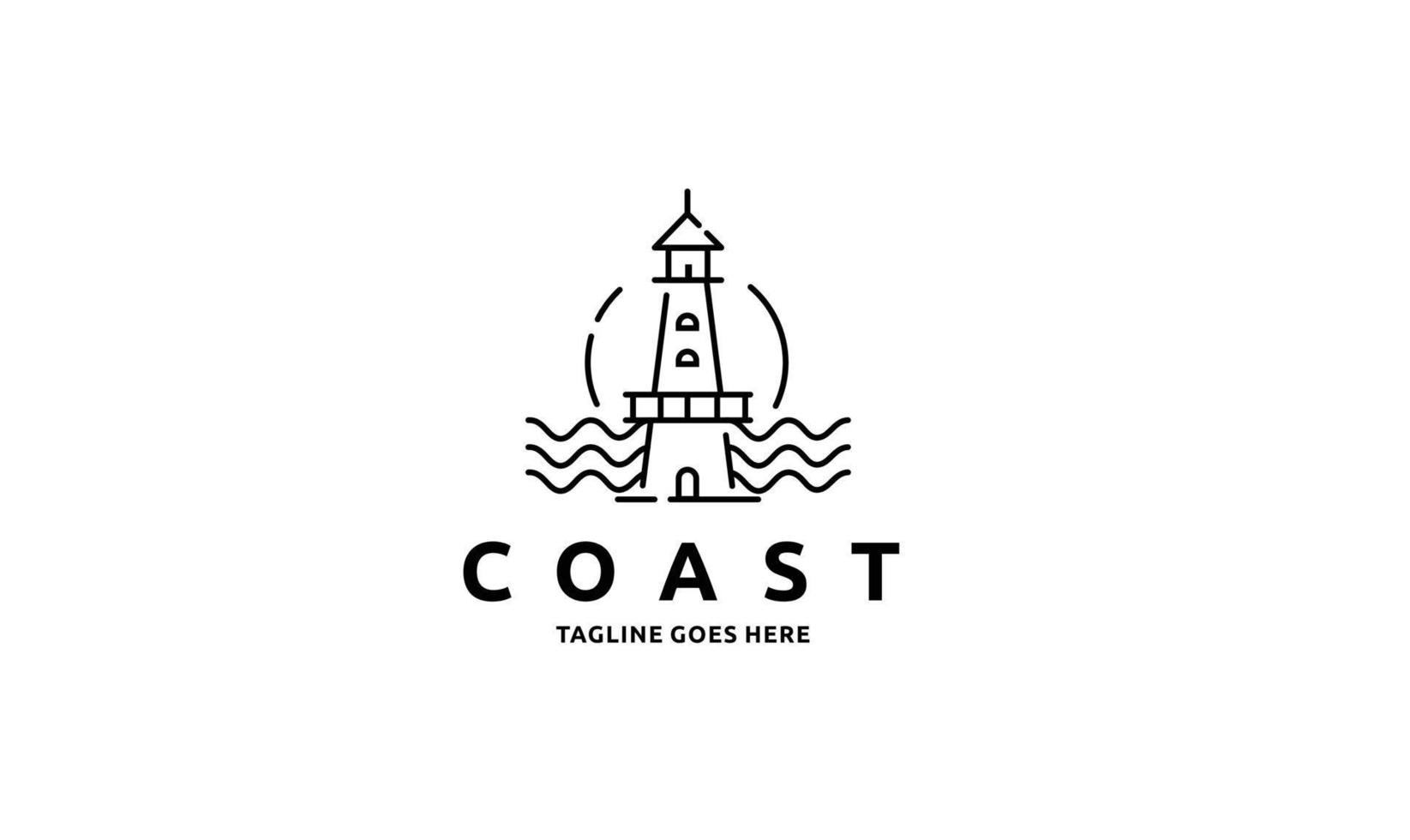 diseño de logotipo de costa, faro y baliza vector