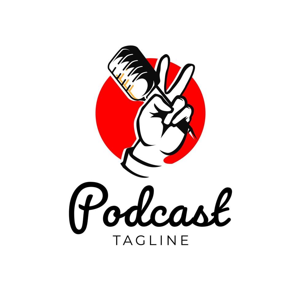 el logotipo del podcast en un estilo plano minimalista aislado en un fondo blanco. icono de radio de transmisión de podcast simple. vector