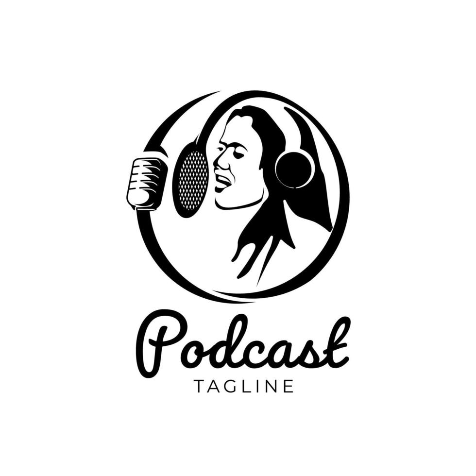 The podcast logo in a minimalist flat style in isolated against white background. Simple podcast broadcasting radio icon. vector