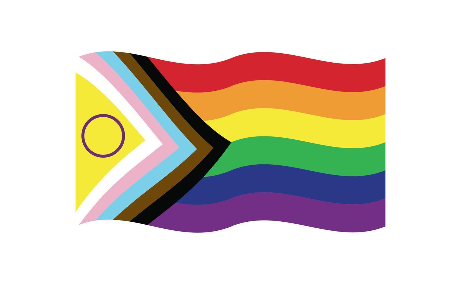 nuevo vector de bandera de orgullo lgbtq actualizado. Bandera de orgullo de progreso inclusivo intersexual. bandera de bandera para lgbt, o orgullo lgbtqia.