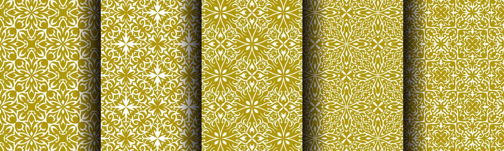 traditional pattern gold abstract bundle set vector