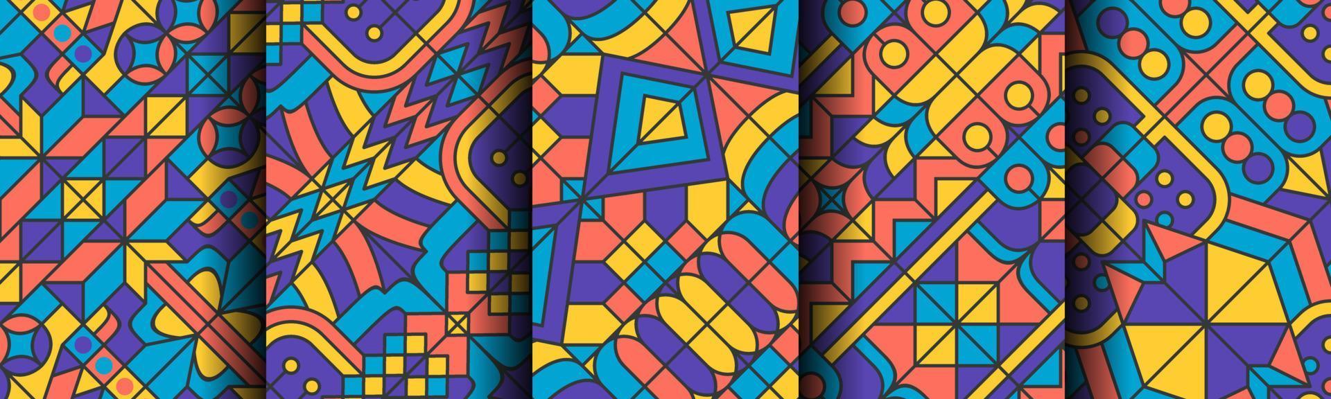 conjunto de paquete de fondo de patrón abstracto colorido clásico vector