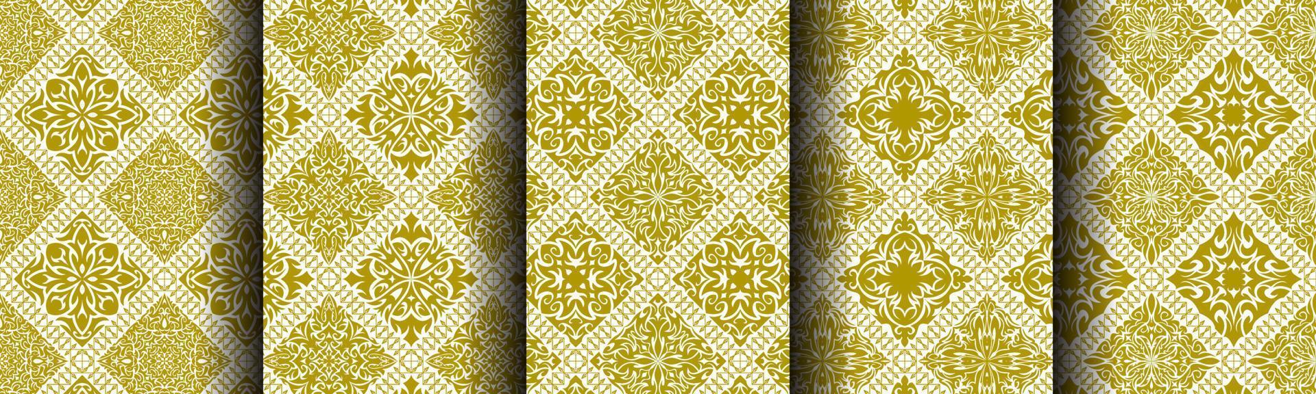 golden ethnic abstract pattern background bundle set vector