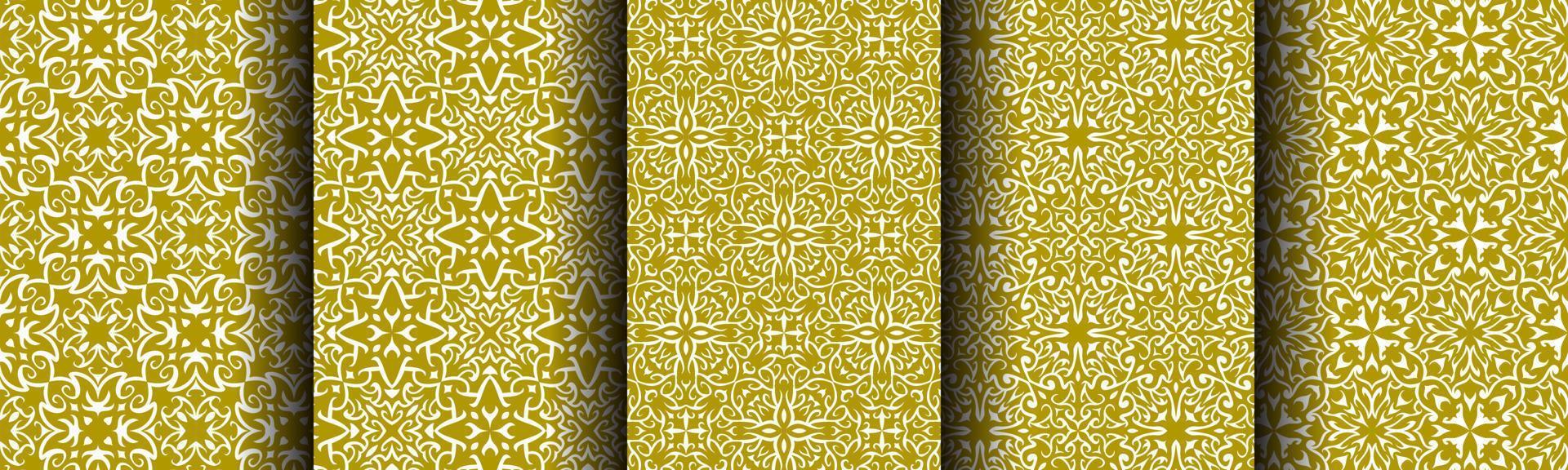 conjunto de paquete abstracto de oro de patrón tradicional vector