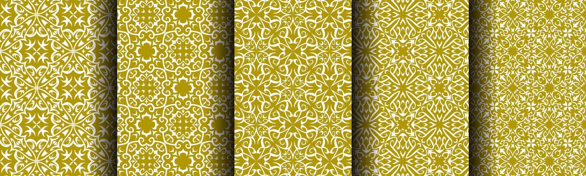 traditional pattern gold abstract bundle set vector