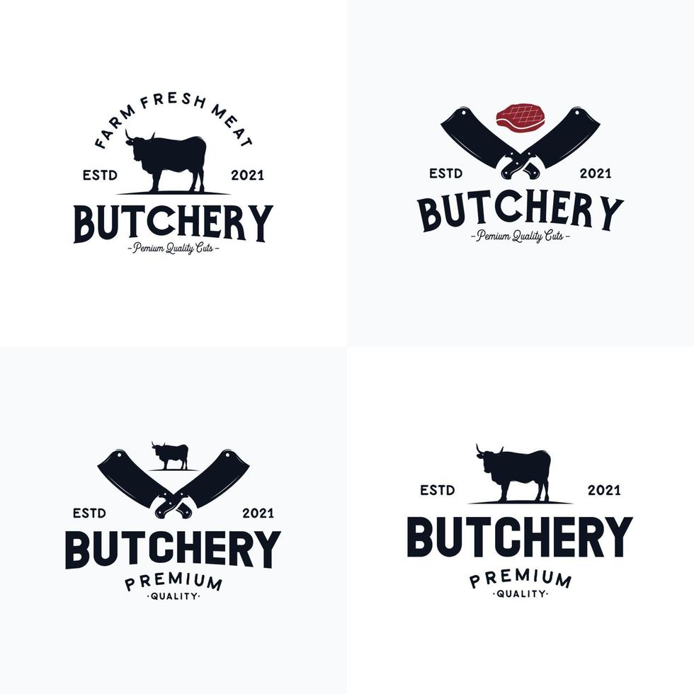 Butcher shop logo vector illustration with white background