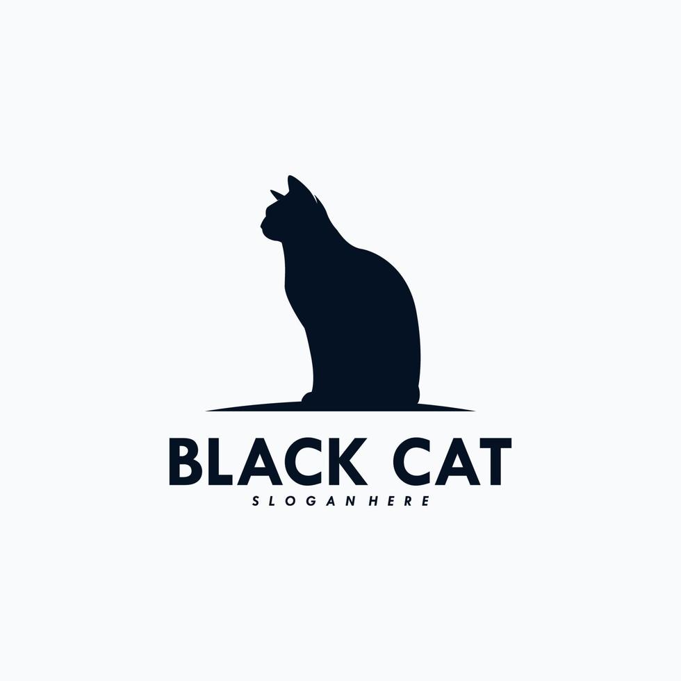 Black cat logo design vector