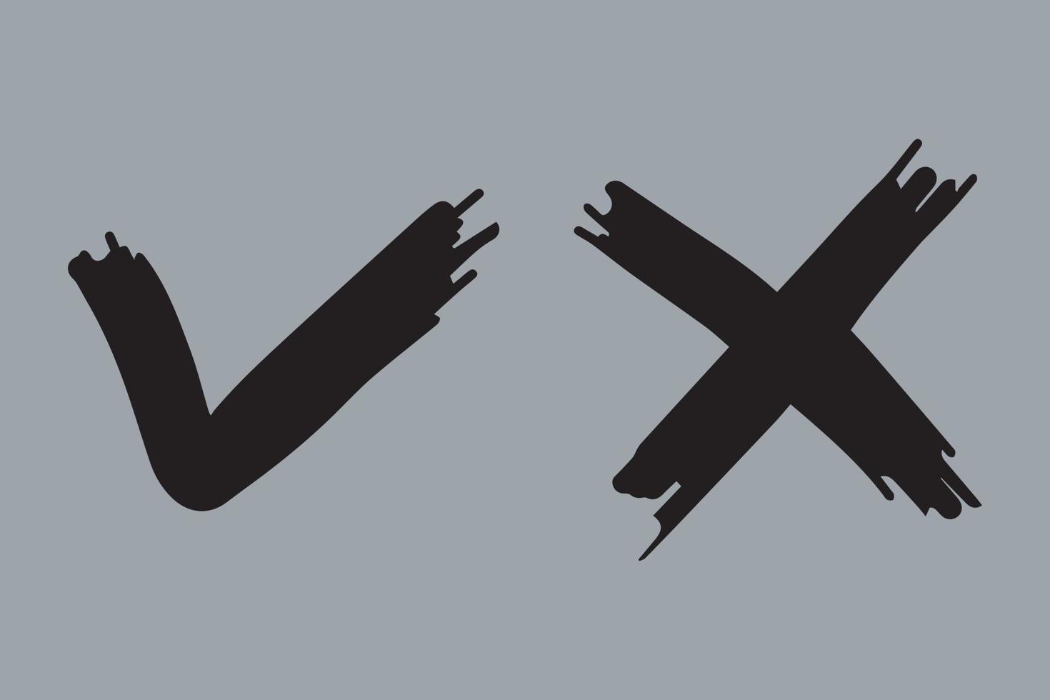 Tick and cross  signs. Checkmark OK and X icons. vector