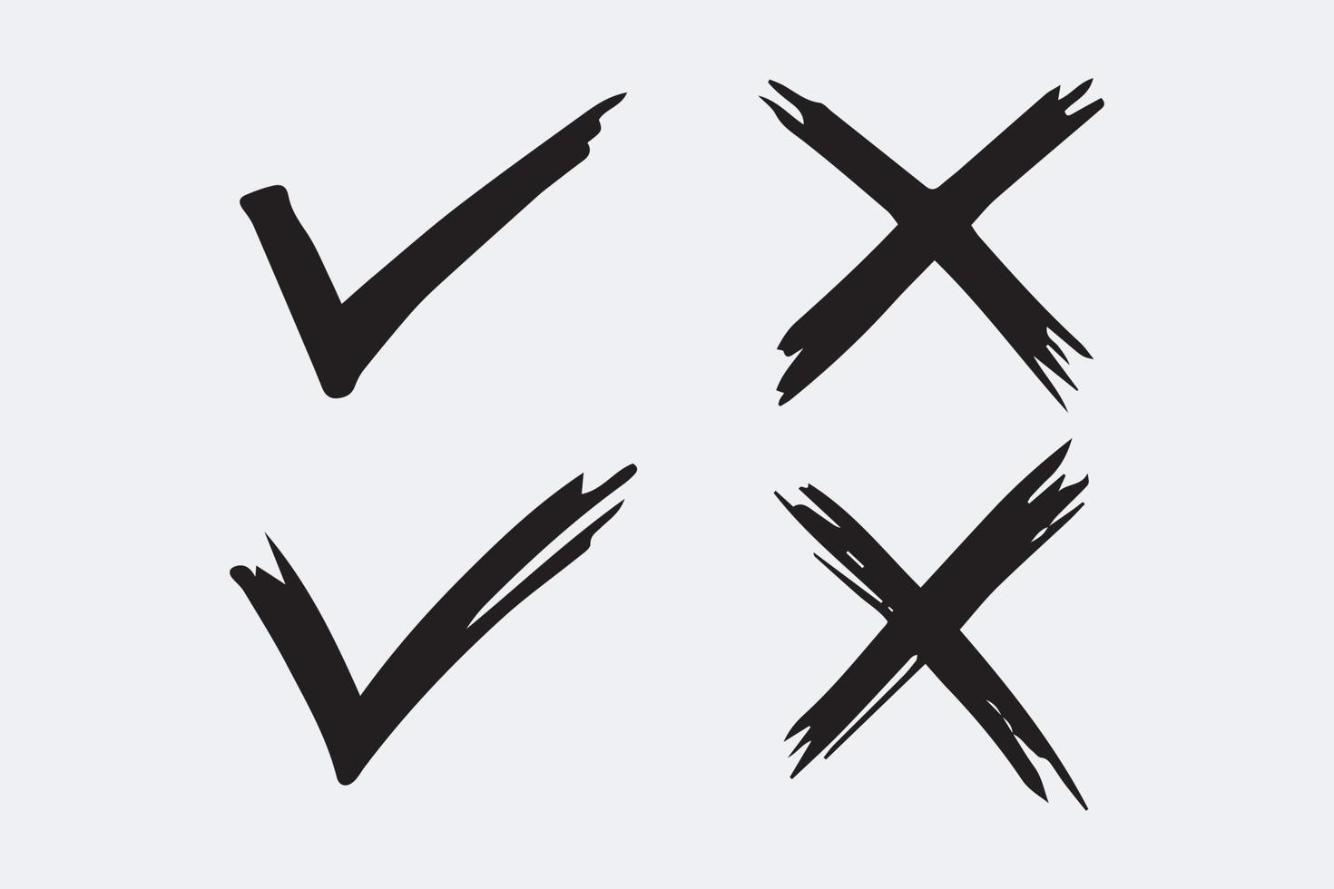 Tick and cross  signs. Checkmark OK and X icons. vector