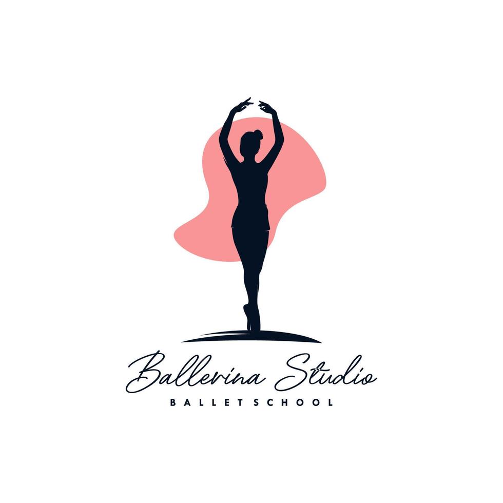 Ballet school logo design template vector