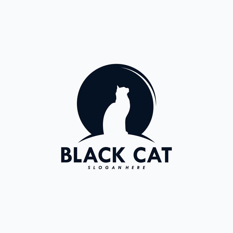 Black cat logo design vector