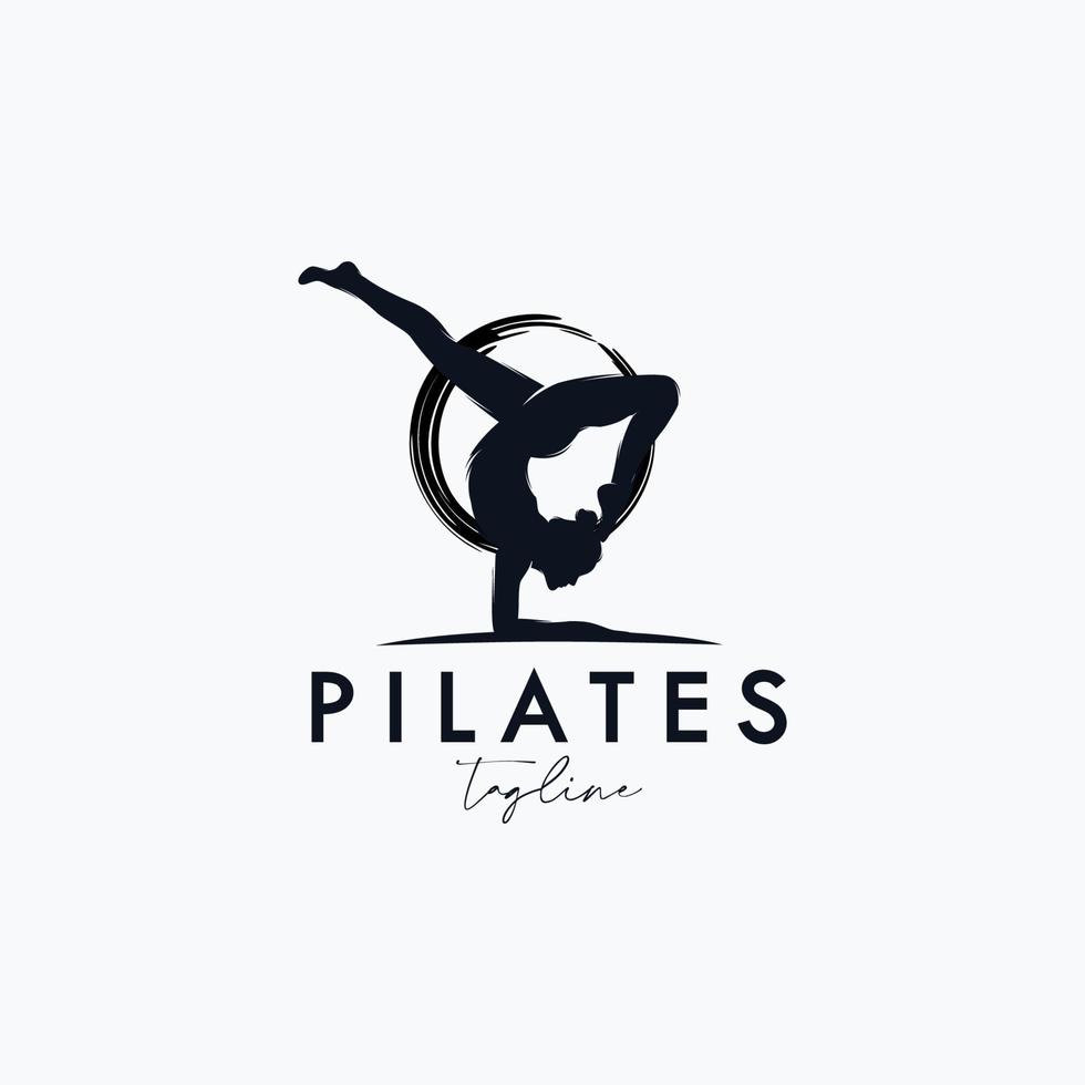 Fitness Gymnastic Logo Silhouette Sportswoman Vector