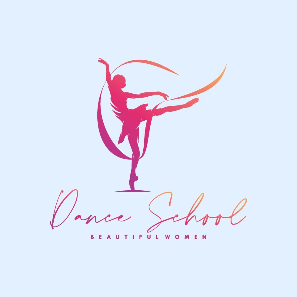 Rhythmic gymnastics with ribbon logo design vector