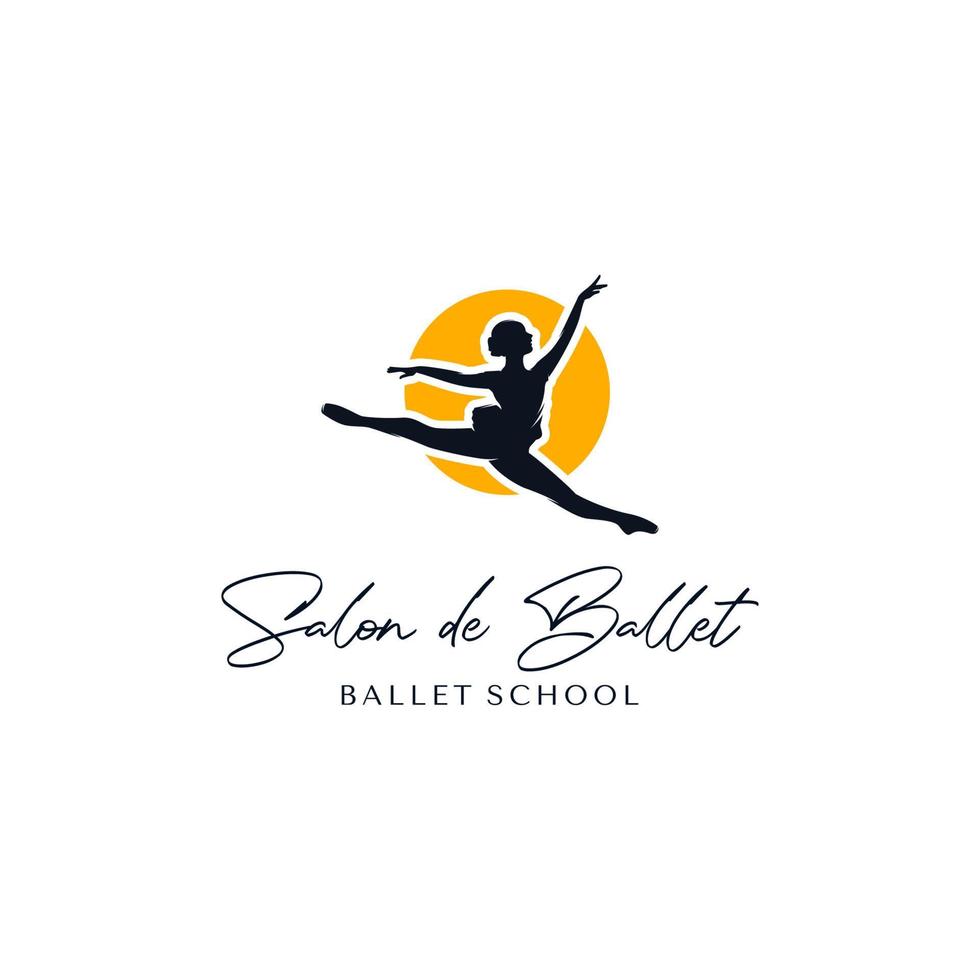 Ballet school logo design template vector