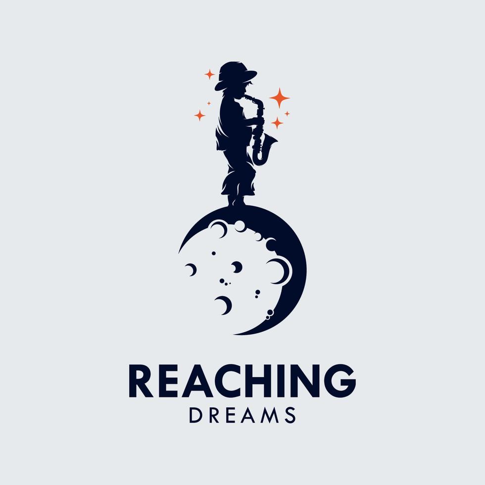 Set of Kids Reach Dreams logo with Moon symbol vector