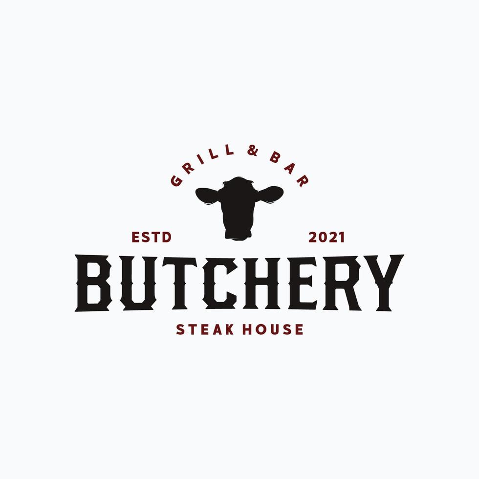 Top quality beef vintage Label. Vector beef retro logo