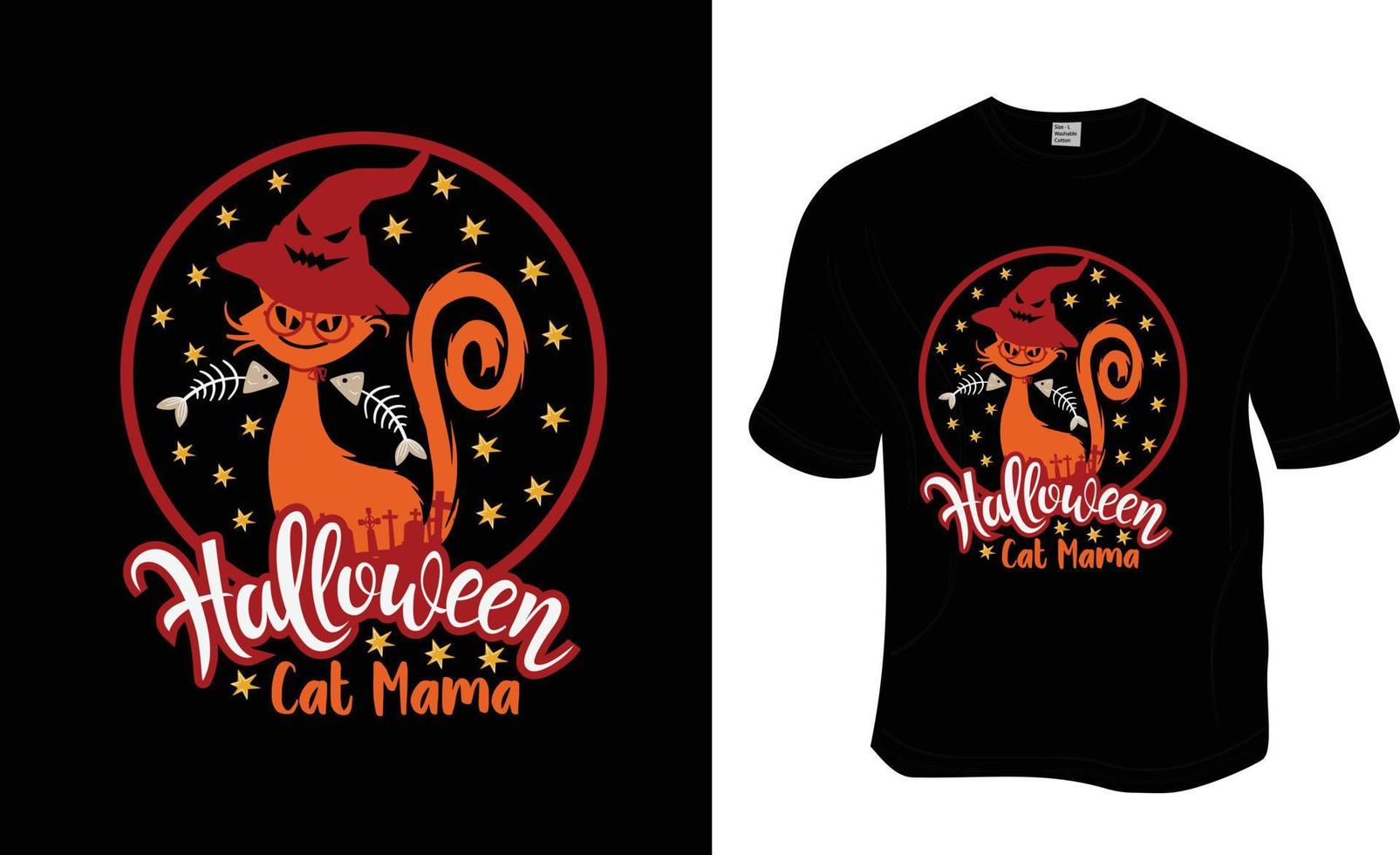 mamá gato de halloween, diseño de camiseta de halloween. listo para imprimir para ropa, póster e ilustración. vector de camiseta moderno, simple y con letras.