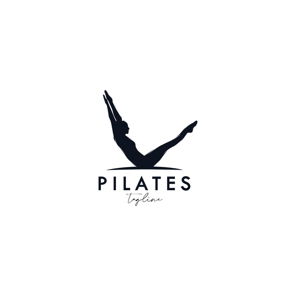 entrenador pilates mujer silueta vector creativo diseño de logotipo