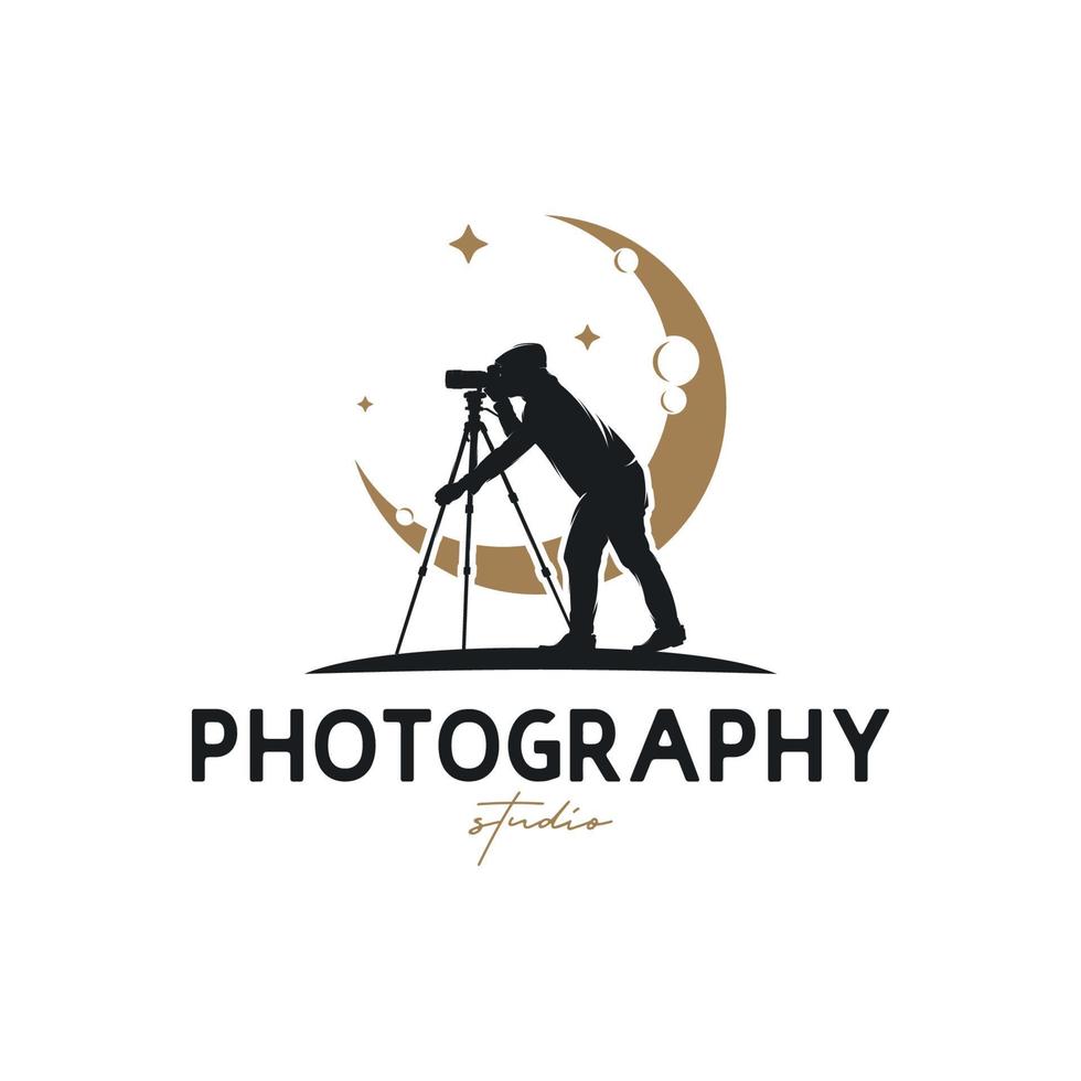 a Photographer logo design with a moon symbol vector