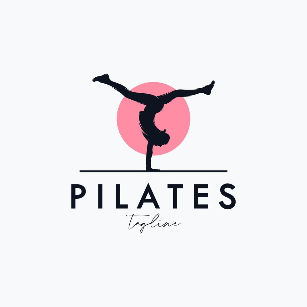 entrenador pilates mujer silueta vector creativo diseño de logotipo