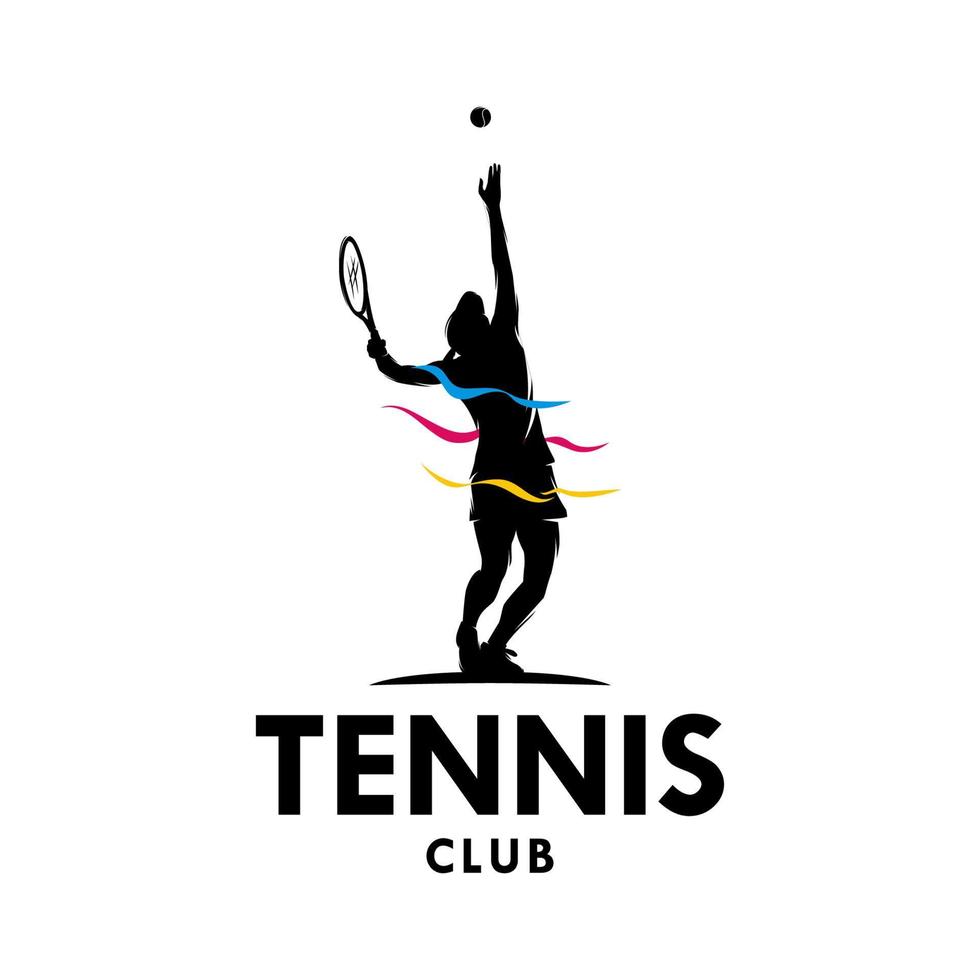 Tennis player woman logo design vector illustration