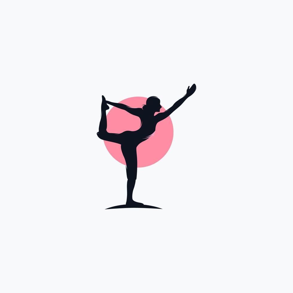 Fitness Gymnastic Logo Silhouette Sportswoman Vector