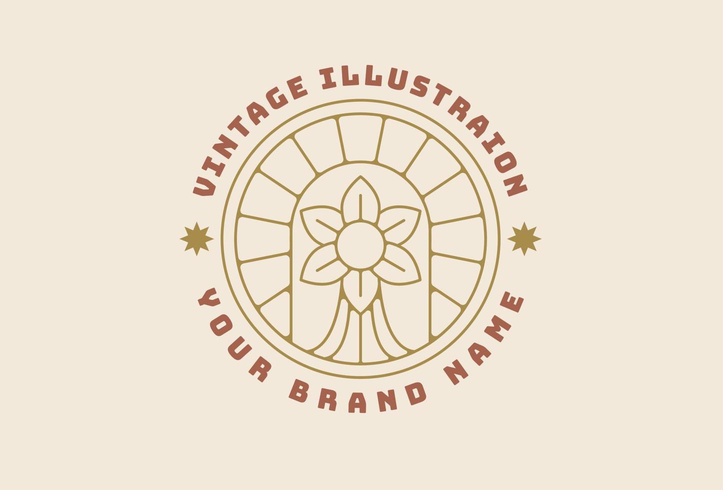 Vintage Circle Flower Badge Illustration vector