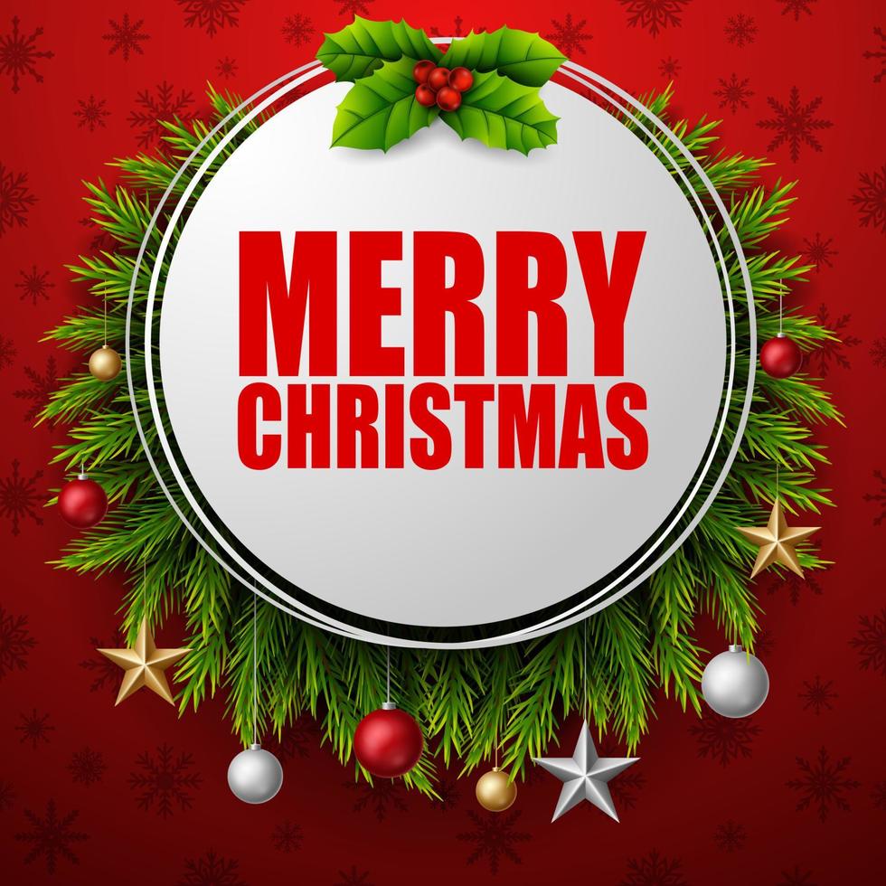 Christmas red background with christmas elements vector