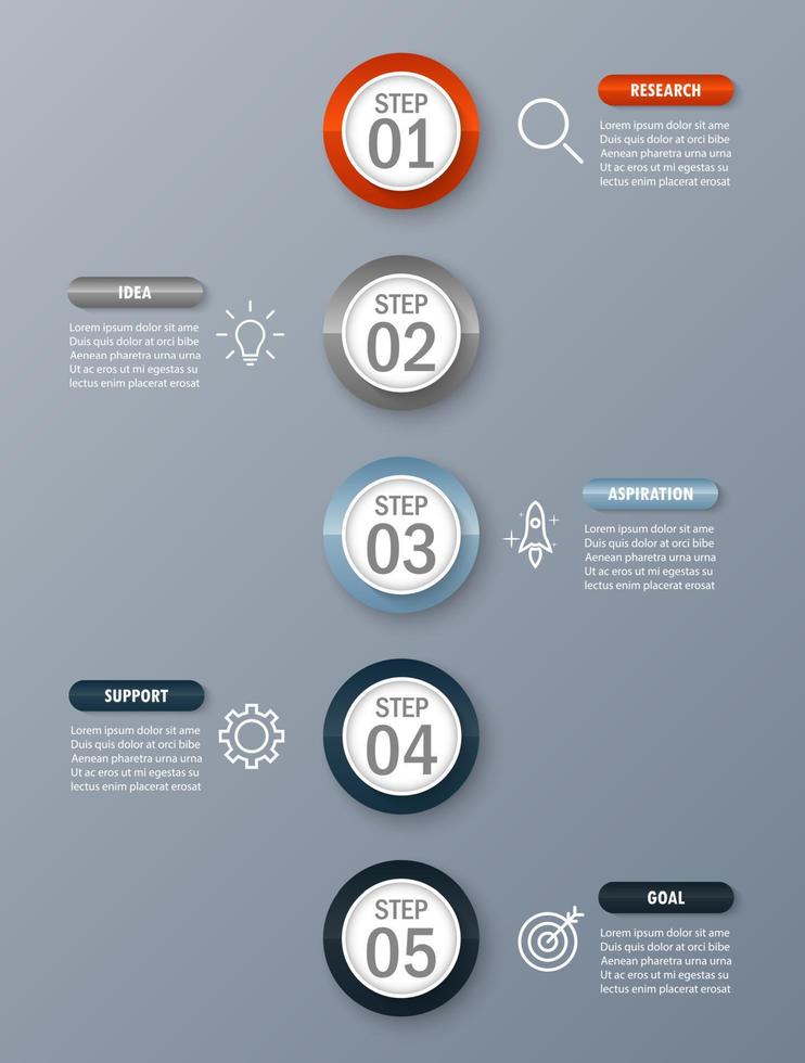 Infographic template with the image of 5 rectangles vector