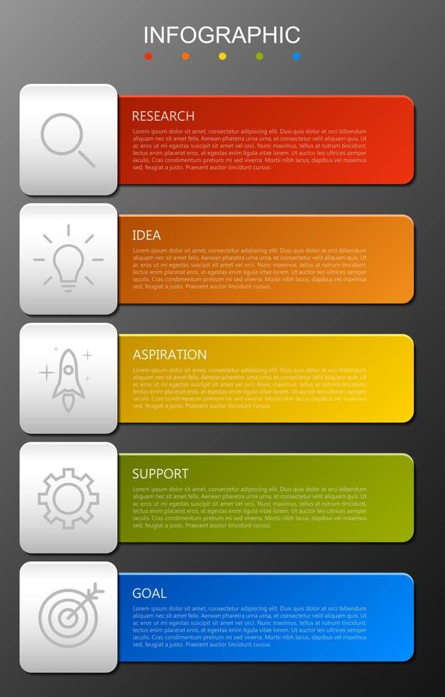 plantilla infográfica con la imagen de 5 rectángulos vector