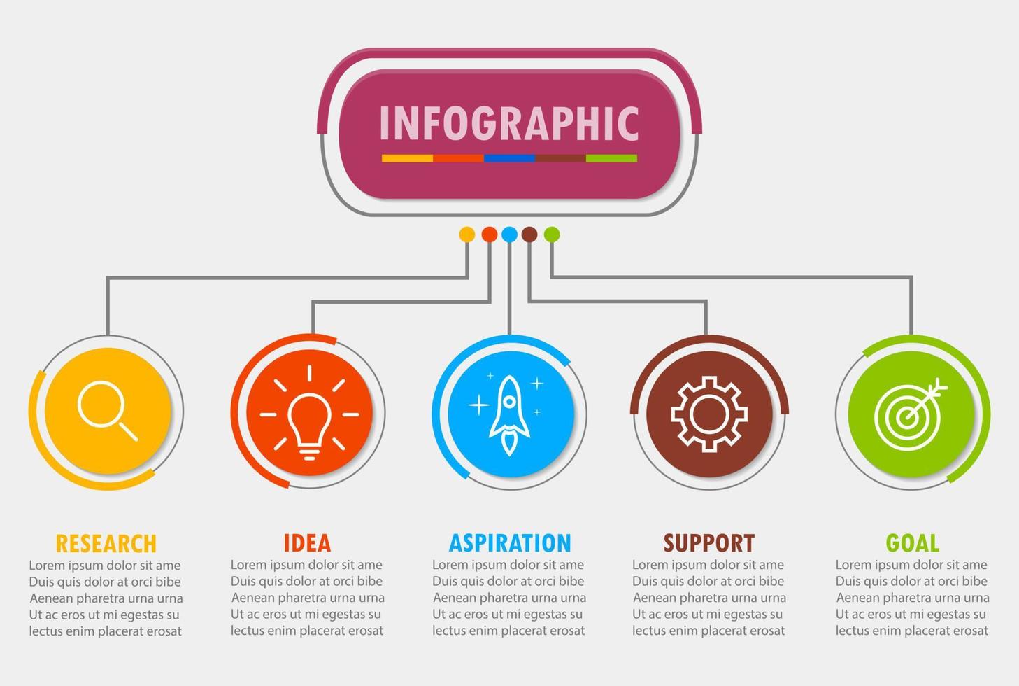 Infographic template with the image of 5 rectangles vector