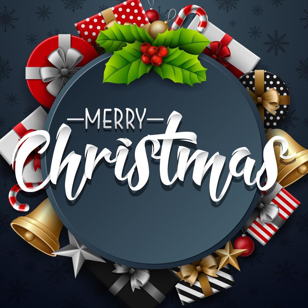 Christmas red background with christmas elements vector