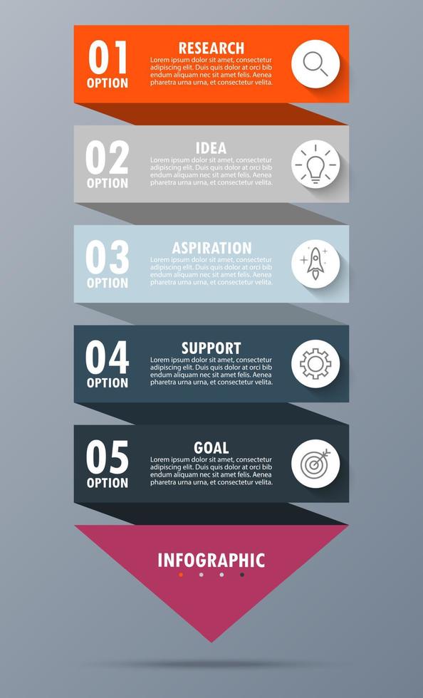 Infographic template with the image of 5 rectangles vector