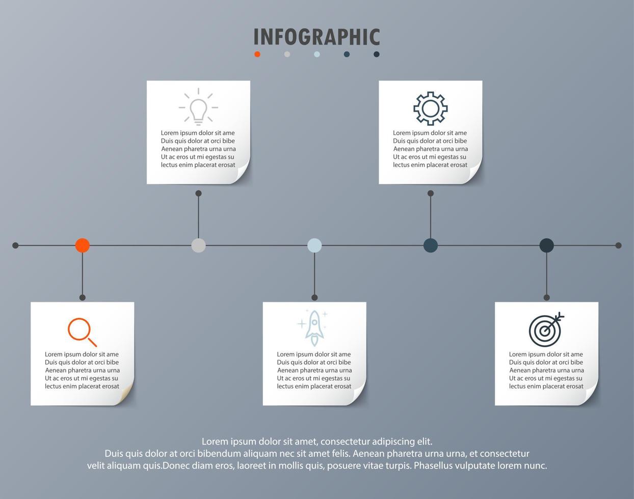 plantilla infográfica con la imagen de 5 rectángulos vector