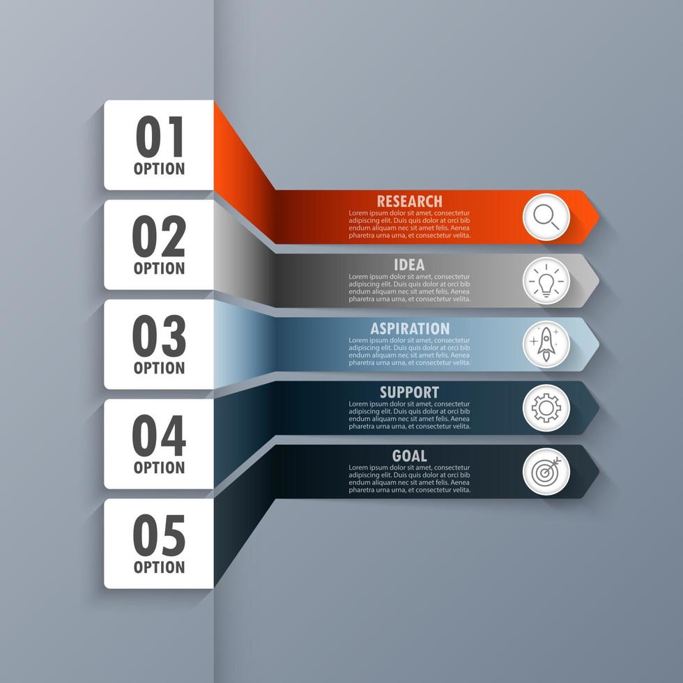 Infographic template with the image of 5 rectangles vector