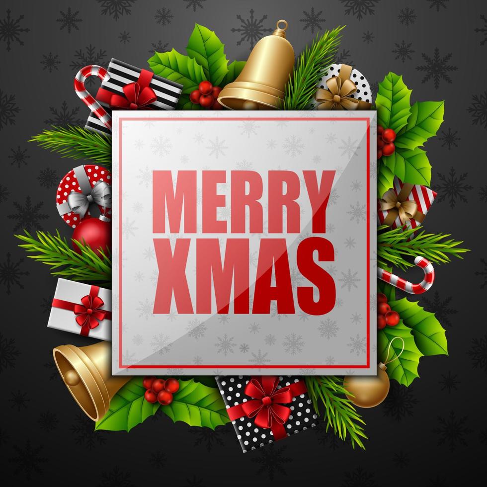 Christmas red background with christmas elements vector