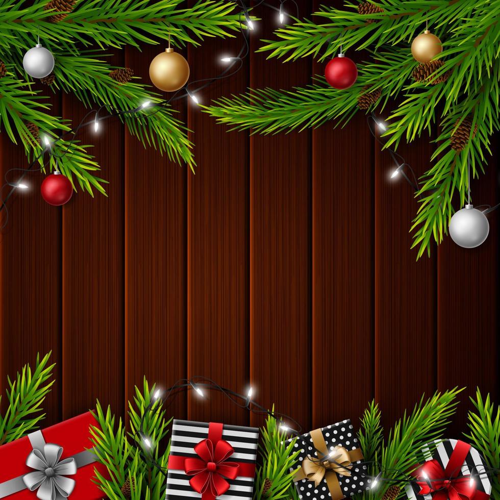 Christmas red background with christmas elements vector