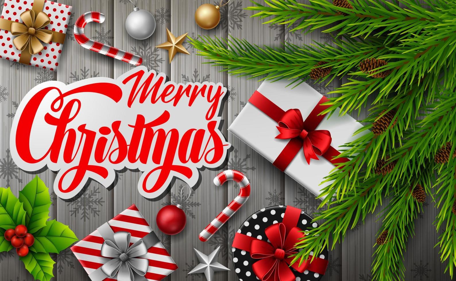 Christmas red background with christmas elements vector